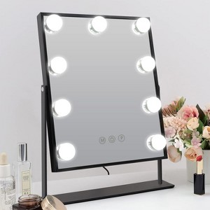 9 LED Vanity Mirror with Lights, 10X Magnifying Mirror, 360° Rotation, Dimmable Touch Control, Plug-in Lighted Makeup Mirror - 1 of 4