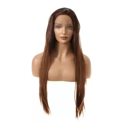 Unique Bargains Long Straight Hair Lace Front Wigs Costume Hair with Wig Cap 24" Brown 1PC