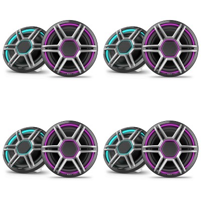 Garmin Fusion 4 Pairs Apollo AP-FL88SPG 8.8" LED Marine Speakers Sport Grills, Gray, Pair