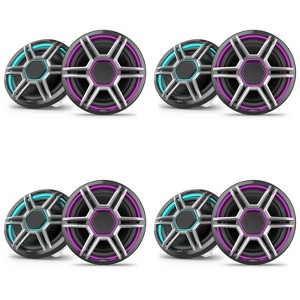 Garmin Fusion 4 Pairs Apollo AP-FL88SPG 8.8" LED Marine Speakers Sport Grills, Gray, Pair - 1 of 4