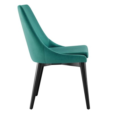 Teal Velvet Upholstered Dining Chair with Metal Legs