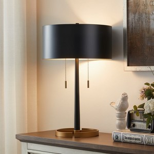 GTCLIGHTING Modern Table Lamps for Living Room,24" Black Metal Nightstand Lamp with Dual Pull Chain Switch for Bedroom Office - 1 of 4