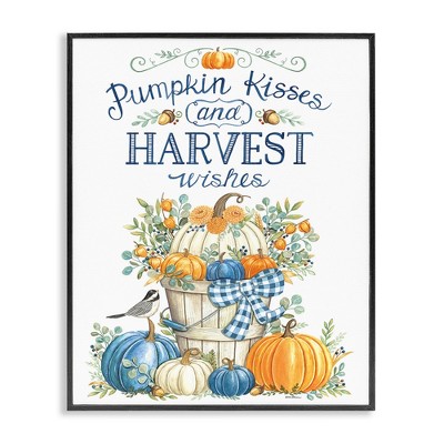 Stupell Industries Harvest Wishes Pumpkins Black Framed Giclee Art