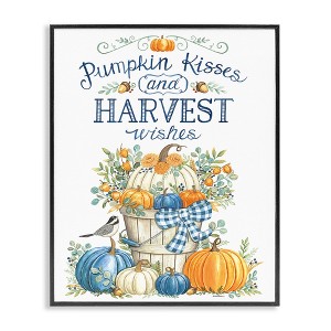 Stupell Industries Harvest Wishes Pumpkins Black Framed Giclee Art - 1 of 4