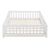CAVINAS Kids Toddler Bed with Door,Full/Twin/Queen Size Floor Bed with Fence,Montessori Bed for Bedroom Playroom,Brown/White/Gray - 4 of 4