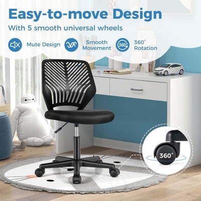 Adjustable Black Mesh Ergonomic Kids Desk Chair with Casters