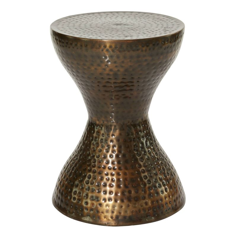 Modern Hourglass Hammered Metal Accent Table - Olivia &#38; May, 1 of 7