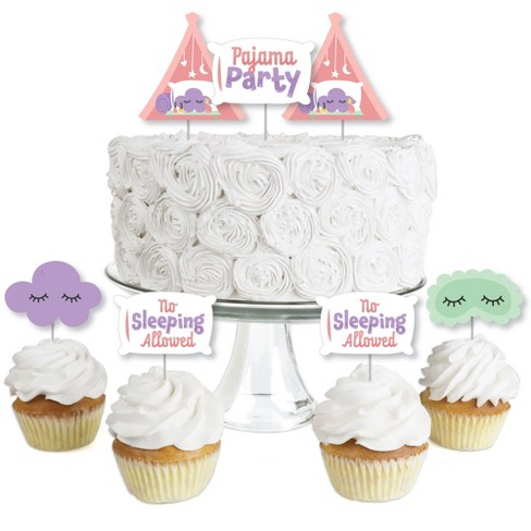ADIANZI Pajama Party Decorations Slumber Party Favors Pajamas Theme Party  Suit Includes Banner Hanging Swirls Cake Topper Balloons Cupcake Toppers