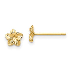 Black Bow Jewelry 6mm Plumeria Flower Post Earrings in 14k Yellow Gold - 1 of 4