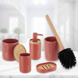 Evideco French Home Goods Refined Bathroom Essentials Set with Natural Bamboo - 5 pieces - 1 of 4
