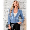 Clearlove Women's Denim Short Blazer Long Sleeve Open Front Lapel Neck Business Casual Slim Fit Cardigan Jacket - 4 of 4
