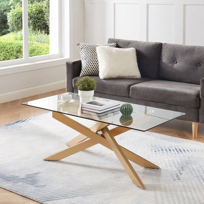 Probe Hues Rectangular Coffee Table With Glass Top