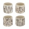 Vynxaria Set of 4 Gray Sand & Cement Planters with Brown Botanical Motifs - 4 of 4