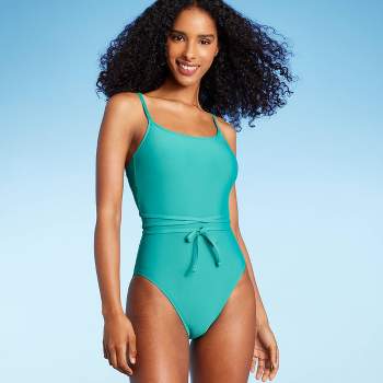 Women's Lace-Up One Piece Swimsuit - Shade & Shore™ Teal