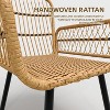 Acekool 3-Piece Wicker Patio Bistro Set with Glass Top Side Table and Cushioned Rattan Chairs for Outdoor Balcony, Porch, Backyard – Beige - 4 of 4
