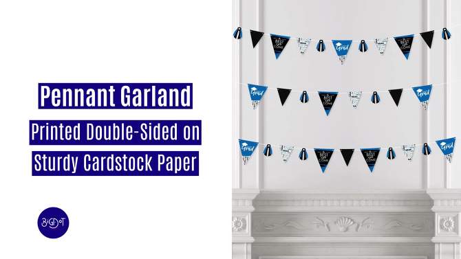 Big Dot of Happiness 30 Piece Blue Graduation Party Pennant Triangle Banner, 2 of 10, play video