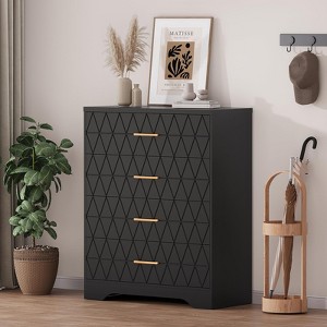 Tall Dresser for Bedroom Closet with 4 Drawers, Wooden Storage Organizer Cabinet for Living Room, Hallway, Entryway - 1 of 4