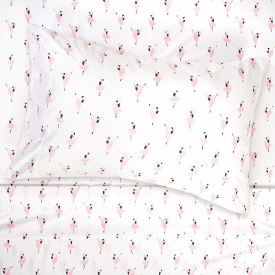 Pink Ballerina Print Twin XL Microfiber Kids' Sheet Set