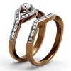 Slickblue Stainless Steel Women's Ring with Two-Tone Light Brown Finish and Clear CZ, Size 5-10 - 4 of 4