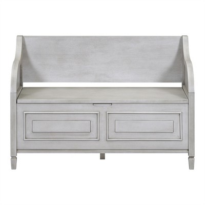 Tramull Rustic Solid Wood Storage Bench with Safety Hinge, Multifunctional Entryway Seat with Hidden Storage