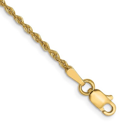 Black Bow Jewelry 1.6mm 14K Yellow Gold Solid Classic Rope Chain Bracelet, 7 Inch