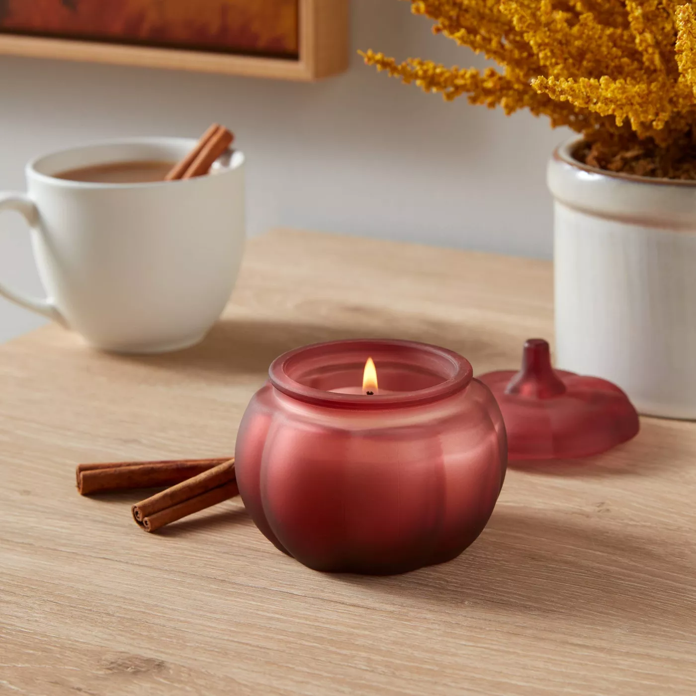 Mini Pumpkin Warm Cider and Cinnamon Red Marsala Candle - Threshold™ - image 2 of 7