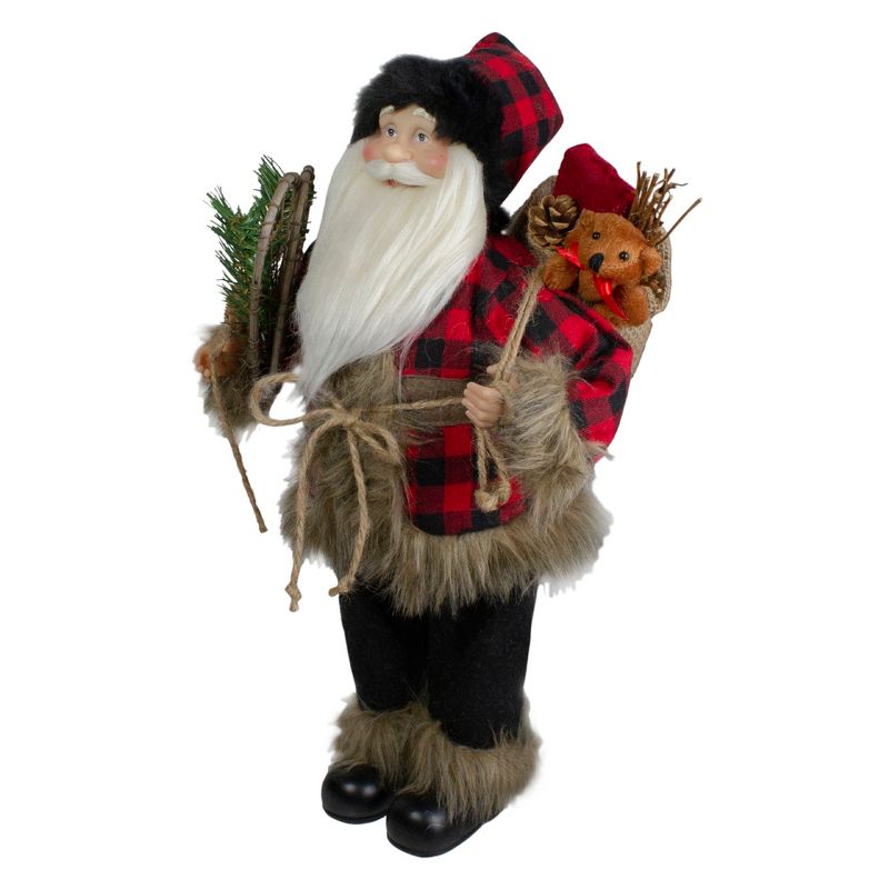 Northlight Standing Santa Christmas Figure with Snow Shoes and Bear - 18", 3 of 6