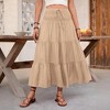 Coolmee Women's Maxi Skirt Flowy Boho Fashion Drawstring Smocked Waist Ruffle Tiered A Line Casual Long Skirt - 3 of 4