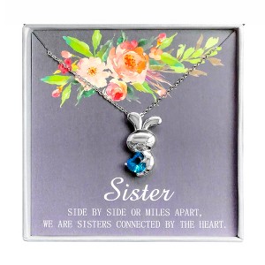 Sister Greeting Card Sterling Silver Bunny Love Necklace  for Women Ginger Lyne Collection - 1 of 4