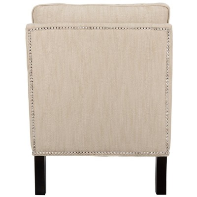 Beige Linen Slipper Chair with Spindle Wood Legs