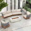 Christopher Knight Home Raphael 4 Piece Outdoor Rope Woven and Acacia Wood Sectional Sofa Set with Water-Resistant Cushions - 2 of 4
