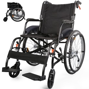 Wheelchairs for Adults,Premium Comfortable Transport Wheelchair Lightweight Foldable,Portable Transfer Chair with Swing-Away footrests and Anti Tipper - 1 of 4