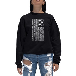 LA Pop Art Women's Word Art Crewneck Sweatshirt - National Anthem Flag - 1 of 4