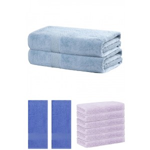 REGALWOVEN Absorbent Solid Bath Hand Face Cloths Cotton Towels 3 Piece Sets - 1 of 4