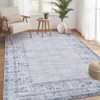 2 x 6 ft Polyester Red Brown Rectangular Indoor Laundry Bathroom Kitchen Distressed Floral Print Vintage Machine Washable Runner Rug - 3 of 4