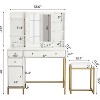 Acekool Vanity Desk with Stool, Charging Station, Lighted Mirror, 3 Lighting Colors, Ample Storage, Makeup Table for Bedroom, White - 2 of 4