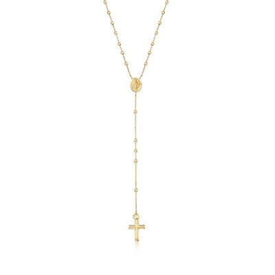 Ross-Simons Italian 14kt Yellow Gold Miraculous Medal Rosary Necklace Size 16