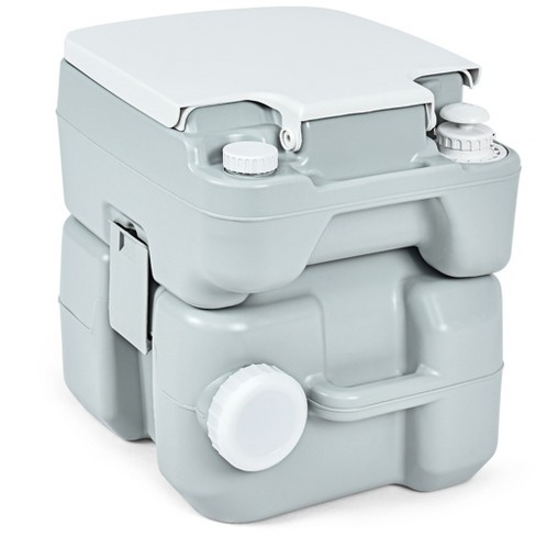 5.3 Gallon Portable Travel Toilet with Piston Pump Flush - Costway