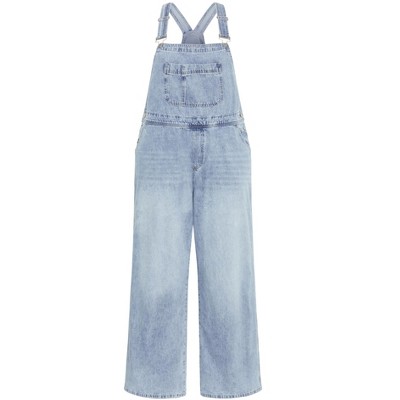Women's Plus Size Pinafore Overall - light denim | CITY CHIC