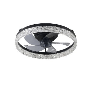 TOBILI 19" Black Frame Iceberg Bedroom Fan Light Dimmable,5 Blades - 1 of 4