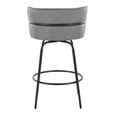 Cinch 26" Light Gray Swivel Counter Stools with Black Metal Frame, Set of 2