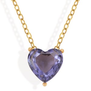 Anna-Kaci Gold Tone Necklace with Heart-Shaped Crystal Pendant - 1 of 4