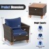 Costway 3 PCS Outdoor Patio Rattan Bistro Furniture Set Wooden Table Top Cushioned Sofa Gray/Black/Beige/Navy - 3 of 4