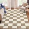 Modern Checkerboard Area Rug Thin Washable Rug Non Slip, Soft Non Shedding Carpet - 2 of 4