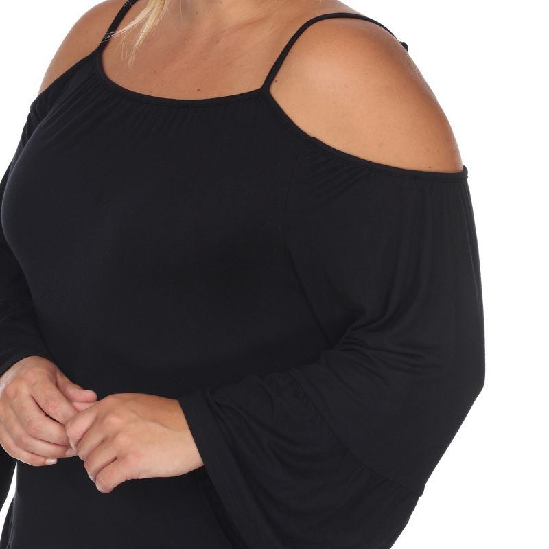 Plus Size Cold Shoulder Ruffle Sleeve Top -White Mark, 5 of 6