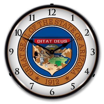 Collectable Sign & Clock | Arizona State Seal LED Wall Clock Retro/Vintage, Lighted