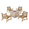 Christopher Knight Home Augusta Outdoor Acacia Wood and Wicker 5 Piece Club Chair and Fire Pit Set - 2 of 4