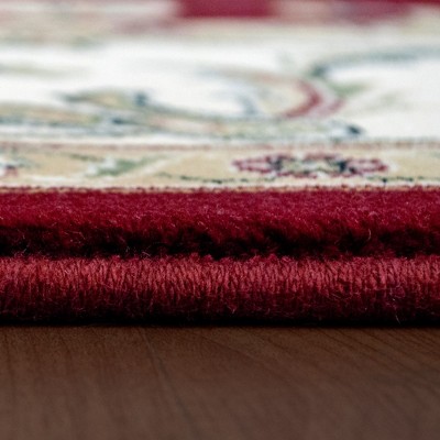 Traditional Red Polypropylene Runner Rug with Medium Pile