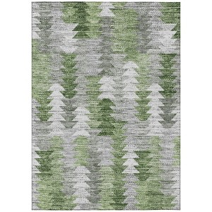 Green And Fern Green Geometric Washable Indoor Outdoor Area Rug - 1 of 4