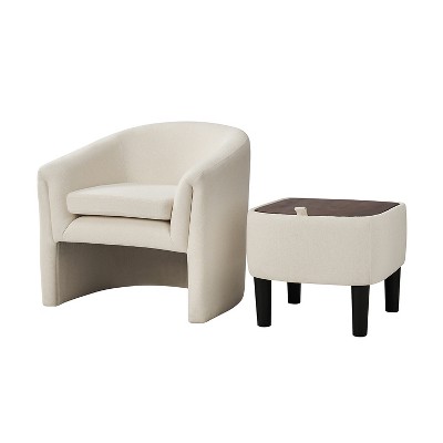 Giles Morden Upholstered Armchair with Removable Legs Storage Ottaman|Artful Living Design